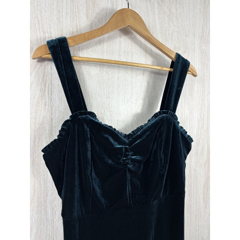 Betsey Johnson Velvet Midi Dress L Everglade Green Practical Magic Whimsigoth - Picture 4 of 8
